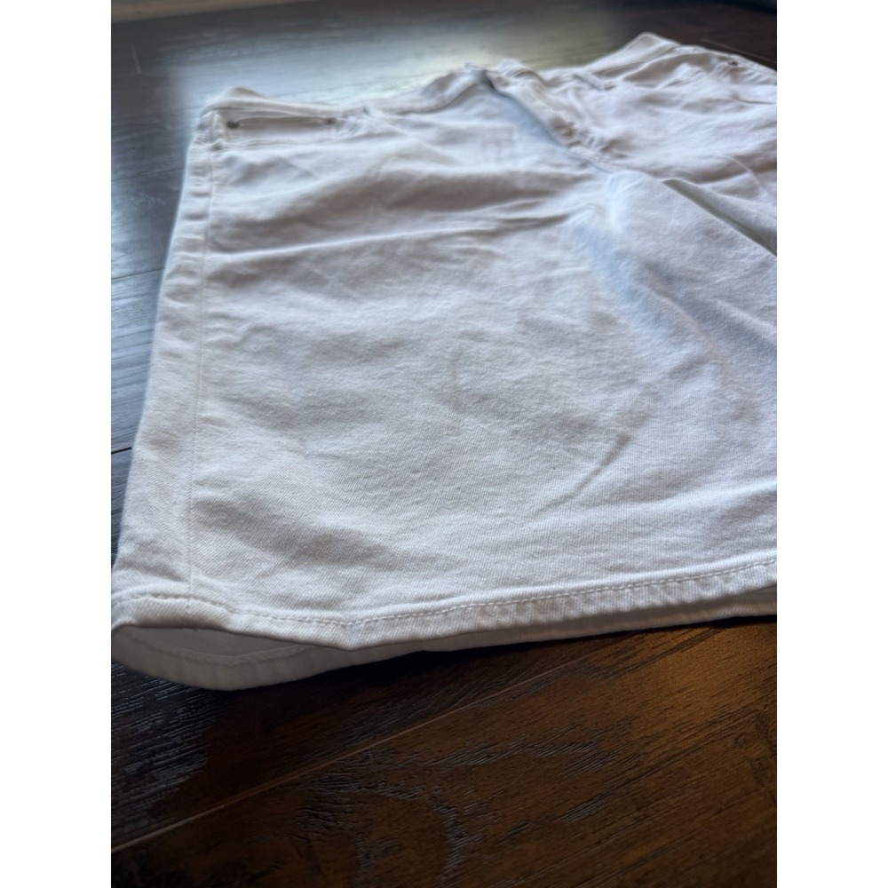 American Eagle Women's White Denim Shorts Stretch Baggy Bermuda Size 16 Casual - Picture 2 of 8
